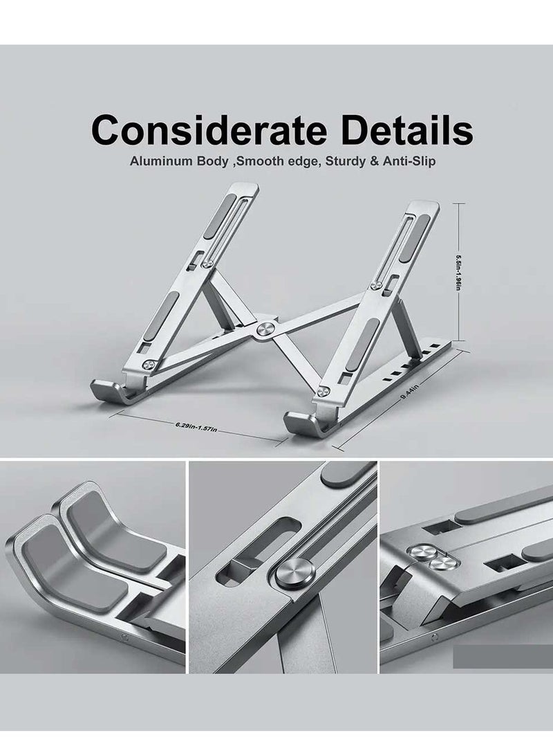Yuwell Laptop Stand For Desk Aluminum Notebook Stand For Laptop Riser Holder Notebook Stand Compatible with MacBook Air Pro, Dell, HP, Lenovo Samsung, Alienware All Laptops 11-15.6 Foldable Stand Silver - Image 4