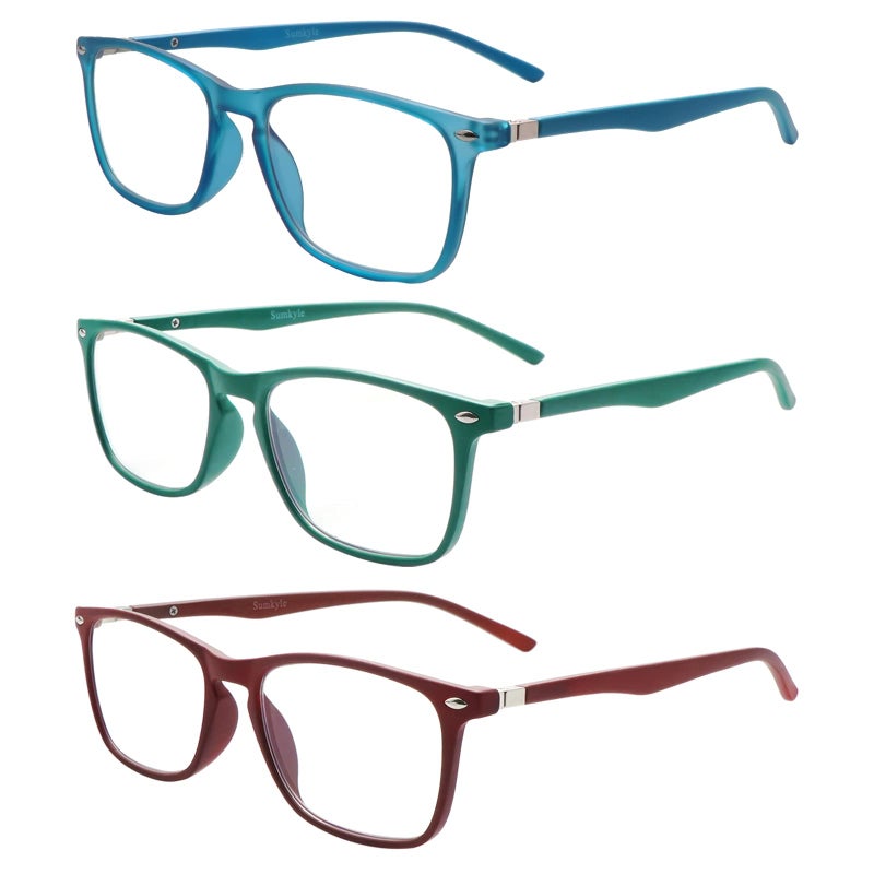 Sumkyle 3 Pack Progressive Multifocus Reading Glasses for Men Women Blue Light Blocking Spring Hinges Computer Readers (3 Mix C3,2.25) - Image 1