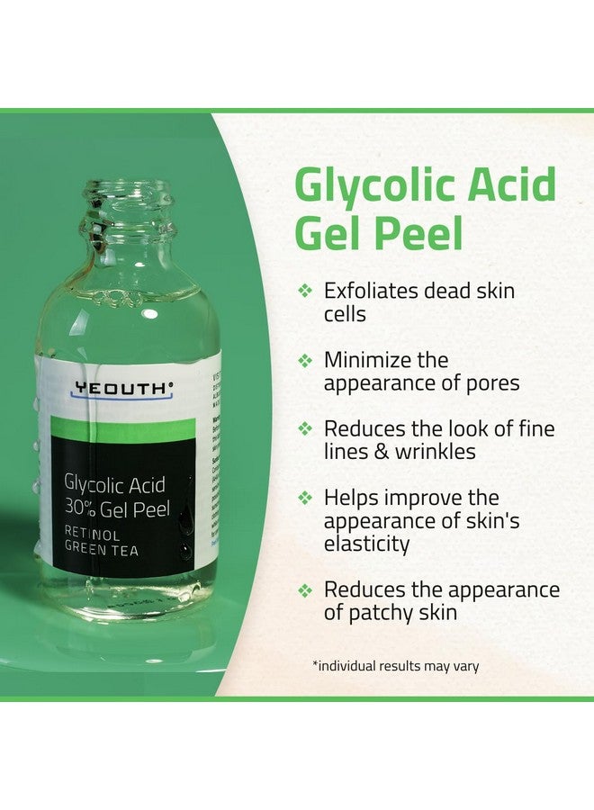 Yeouth Glycolic Acid Gel Peel For Face - Exfoliatingg Gel For Face - 30% Glycolic Acid Peel - 30% Gel With Retinol & Green Tea - Face Peel Designed To Refresh & Smooth The Appearance Of Skin 1Oz - Image 2