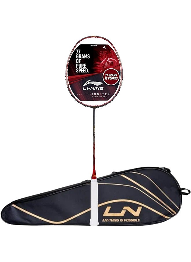 Li-Ning Hundred Cult 82 Feather Lite Carbon Fibre Badminton Racket Strung with Full Racket Cover Navy  - Image 1