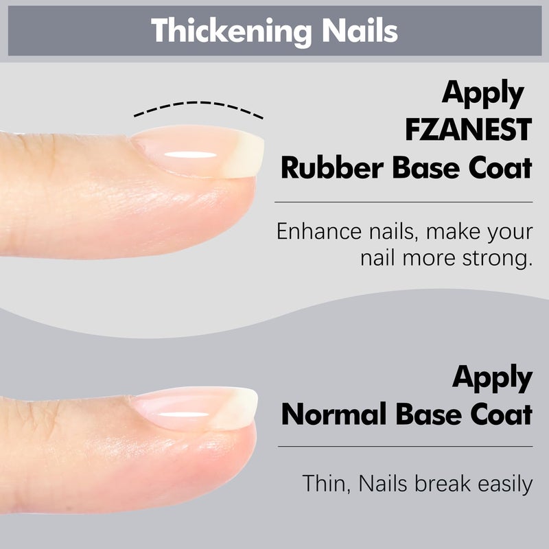 FZANEST Rubber Base Gel Polish Set 15ml*2pcs,5 IN 1 Builder Gel For Nails in a Bottle Kit,Nail Strengthener Gel, Extension Soak Off UV Gel Nail Polish - Image 3