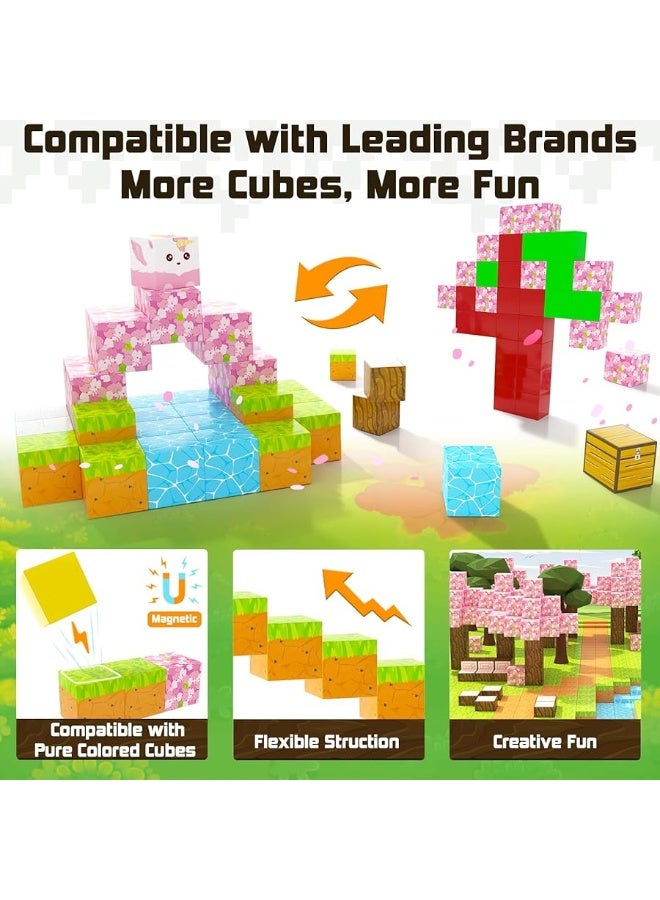 Coodoo Magnetic Blocks - Build Mine Magnet World Cherry Blossom Set, Magnetic Tiles Building STEM Toys for Boys & Girl Kids Toddler Toys for 3+ Years Old - Image 4