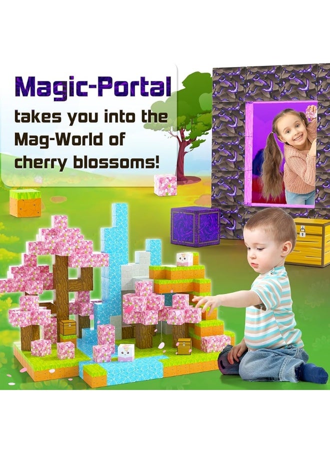 Coodoo Magnetic Blocks - Build Mine Magnet World Cherry Blossom Set, Magnetic Tiles Building STEM Toys for Boys & Girl Kids Toddler Toys for 3+ Years Old - Image 5