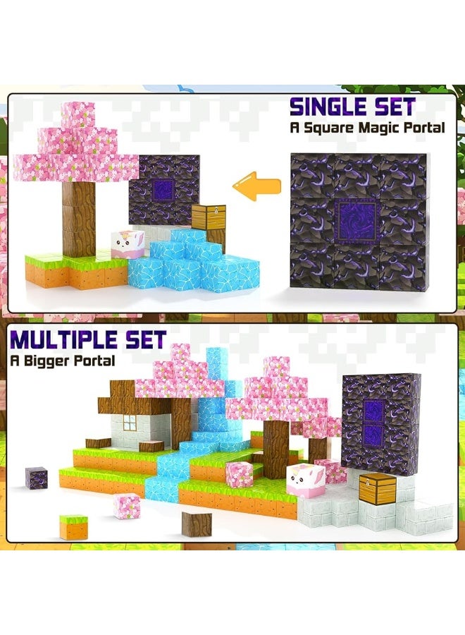 Coodoo Magnetic Blocks - Build Mine Magnet World Cherry Blossom Set, Magnetic Tiles Building STEM Toys for Boys & Girl Kids Toddler Toys for 3+ Years Old - Image 1