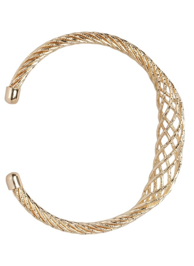 Just Peachy Just Peachy Gold-Plated Cuff Bracelet - Elegant & Stylish Design | Adjustable & Comfortable Fit | Ideal for Everyday Wear & Special Occasions | High-Quality Gold-Plating  - Image 1
