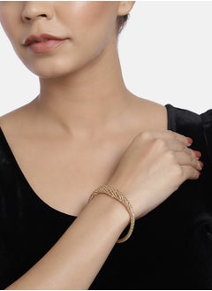 Just Peachy Just Peachy Gold-Plated Cuff Bracelet - Elegant & Stylish Design | Adjustable & Comfortable Fit | Ideal for Everyday Wear & Special Occasions | High-Quality Gold-Plating  - Image 2