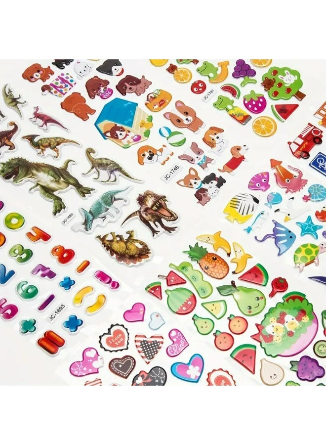 Kandid 1800+(36 Sheets) 3D Puffy Stickers for Kids & Toddlers Variety Pack Cute Resuable Sticker for Boys Girls Puffy Small Stickers Sheets Including Animals, Letters, Numbers, Dinosaurs, Cars and More - Image 5