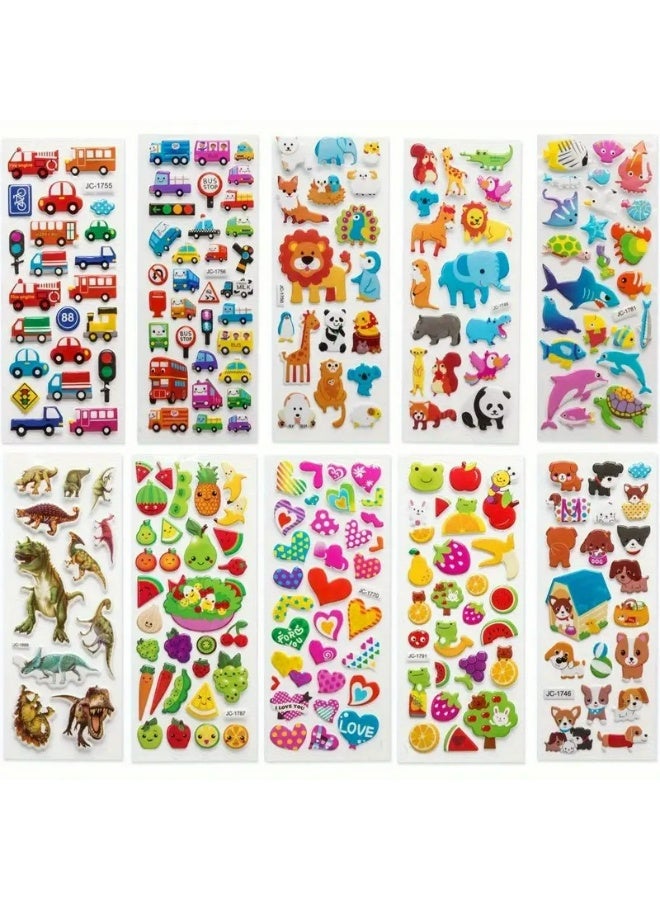 Kandid 1800+(36 Sheets) 3D Puffy Stickers for Kids & Toddlers Variety Pack Cute Resuable Sticker for Boys Girls Puffy Small Stickers Sheets Including Animals, Letters, Numbers, Dinosaurs, Cars and More - Image 1