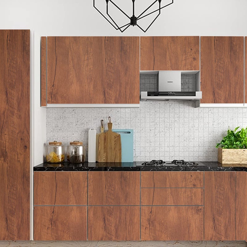 Decoroom Wood Grain Contact Paper with Tools, 17.71" X 118" Brown Peel and Stick Wallpaper, Self-Adhesive Wood Wallpaper Removable for Old Furniture Kitchen Cabinets - Image 5