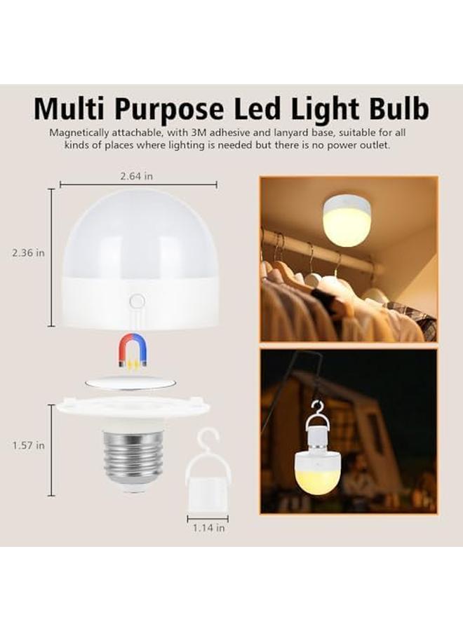 2 Pack Rechargeable Battery Operated Light Bulb with Remote Control, Dimmable Bulbs with 3 Color Temperature, Timer, Detachable Charging, Wireless & Cordless Chargeable Bulbs for Wall Sconce - Image 2