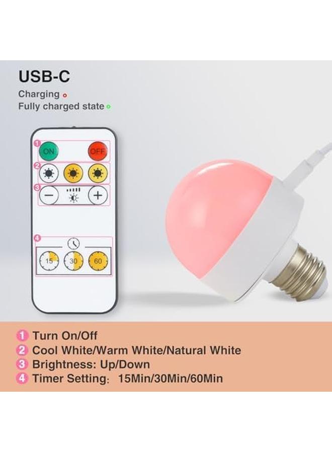 2 Pack Rechargeable Battery Operated Light Bulb with Remote Control, Dimmable Bulbs with 3 Color Temperature, Timer, Detachable Charging, Wireless & Cordless Chargeable Bulbs for Wall Sconce - Image 5