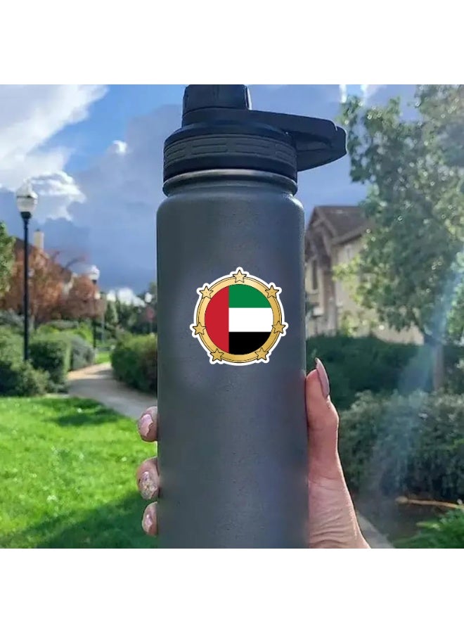 Acnor UAE Flag Badge Sticker, Round Gold Star Border Design, 5 x 6 cm, for Laptop - Image 3
