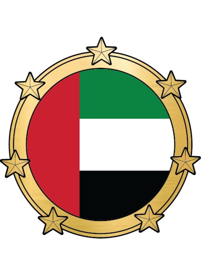 Acnor UAE Flag Badge Sticker, Round Gold Star Border Design, 5 x 6 cm, for Laptop - Image 4