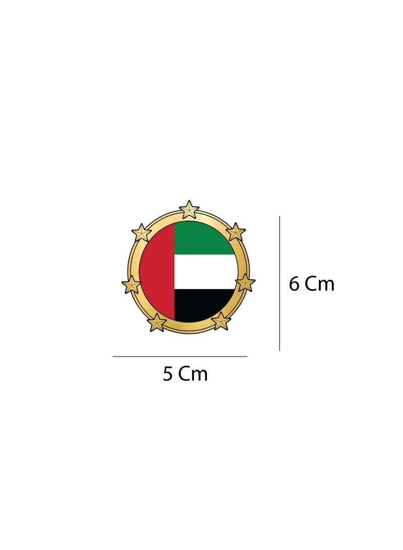Acnor UAE Flag Badge Sticker, Round Gold Star Border Design, 5 x 6 cm, for Laptop - Image 5