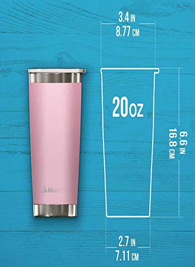 BluePeak مجموعة أكواب مزدوجة الجدار من الفولاذ المقاوم للصدأ المعزولة بالفراغ من بلو بيك، 2-عبوة. تشمل أغطية للشرب، أغطية منزلقة مقاومة للتسرب، مصاصات، فرشاة تنظيف وصندوق هدايا (20 أونصة، وردي) - Image 4