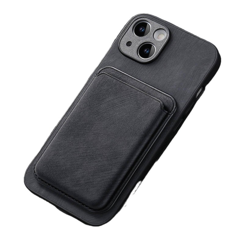 Leather Texture MagSafe Case for Samsung Galaxy S23 with Card Holder and Drop Protection plus Shockproof plus Strong Magnetic plus Scratch Resistant in Black - ModaStar - Image 1