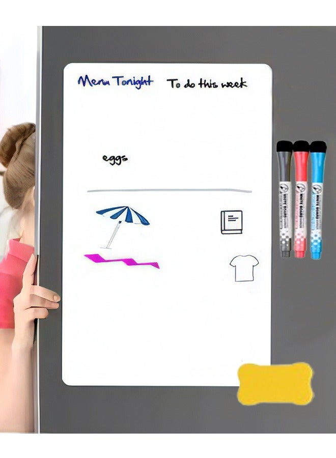 Generic 2-Pack A3 Magnetic White Board, Dry Erase Board with Eraser and Markers, Ideal for Home, Office, Classroom, and Homeschooling (29.7*42cm)  - Image 1
