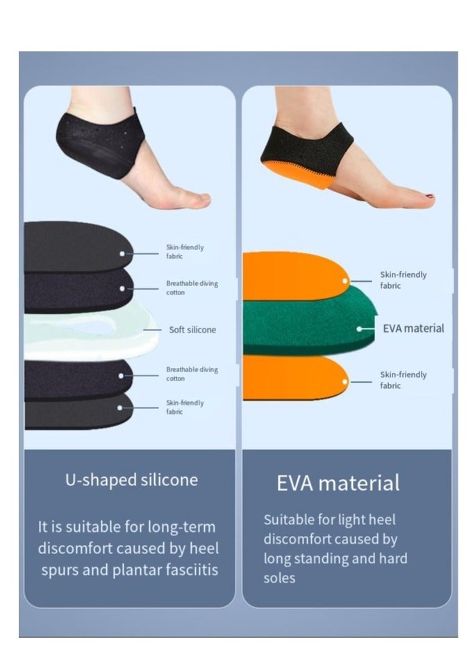 QZ Heel pad sports insole for men and women with Achilles tendonitis heel pain thickened shock-absorbing heel pain relief heel pad black and orange pair S size (suitable for 22.5-24cm) - Image 4