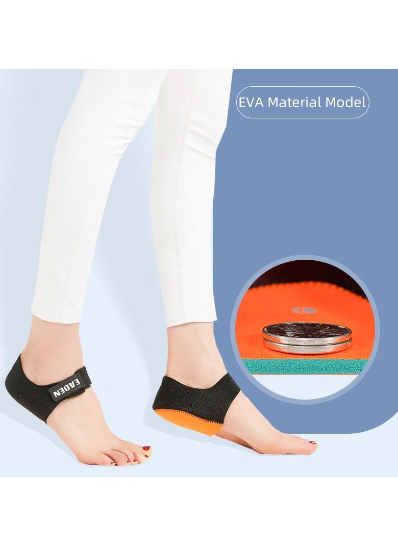 QZ Heel pad sports insole for men and women with Achilles tendonitis heel pain thickened shock-absorbing heel pain relief heel pad black and orange pair S size (suitable for 22.5-24cm) - Image 1