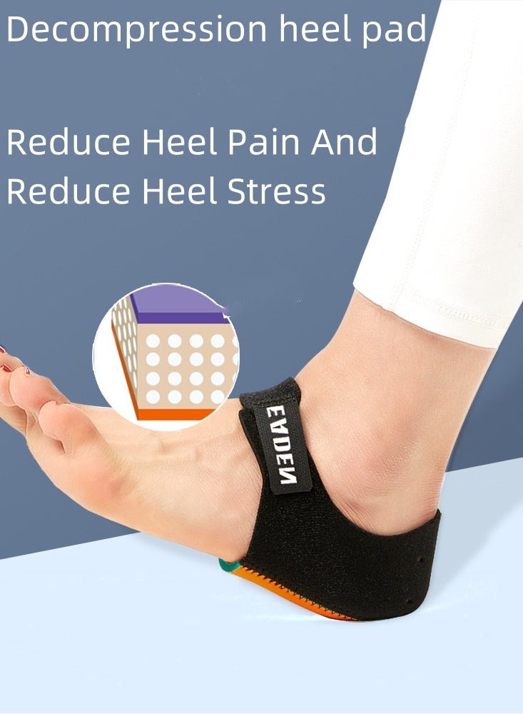 QZ Heel pad sports insole for men and women with Achilles tendonitis heel pain thickened shock-absorbing heel pain relief heel pad black and orange pair S size (suitable for 22.5-24cm) - Image 2