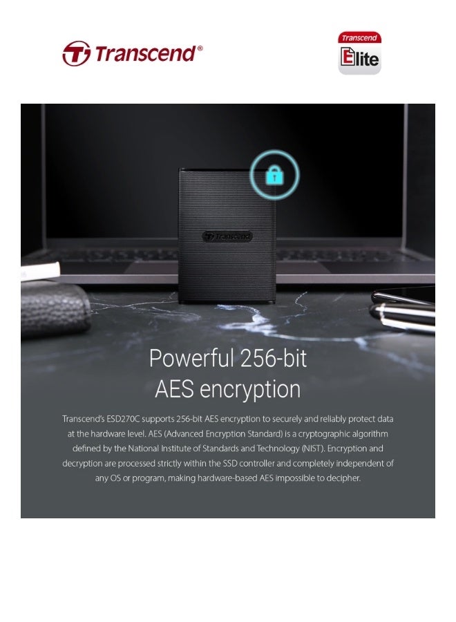 Transcend ESD270C Portable 1TB External SSD USB 3.1 Gen 2 | Compact Design | 10Gbps Speed |Solid State Drive for PS5 Xbox Laptop Desktop Iphone 15,16,17 Android Smartphones 1 TB - Image 5