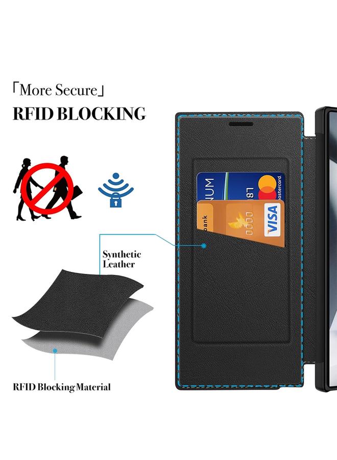 اس-توب جراب لهاتف Samsung Galaxy S25 5G من سلسلة Armor المغناطيسية مع فتحات بطاقات RFID من الجلد - Image 4