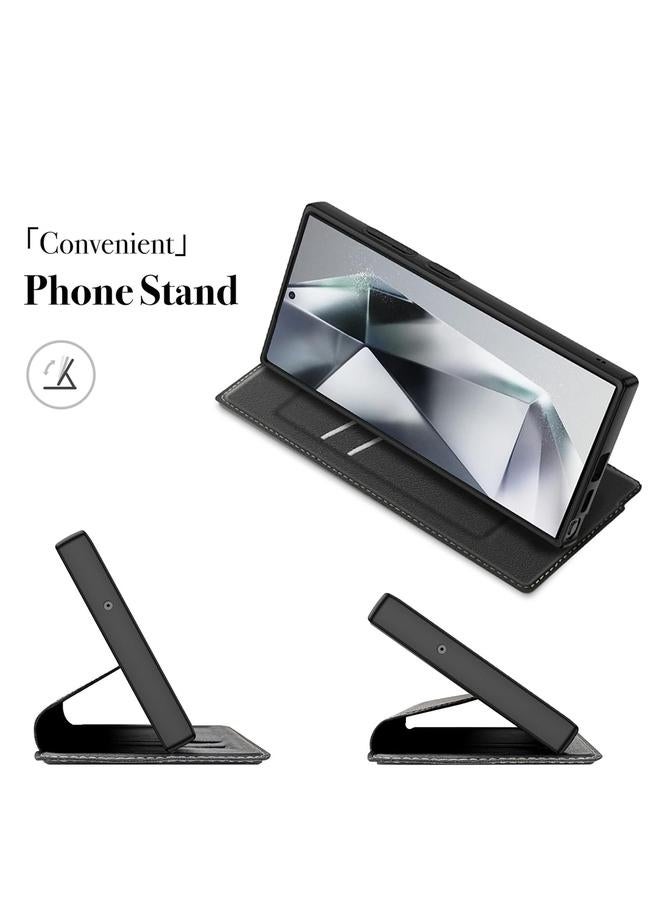 اس-توب جراب لهاتف Samsung Galaxy S25 5G من سلسلة Armor المغناطيسية مع فتحات بطاقات RFID من الجلد - Image 5