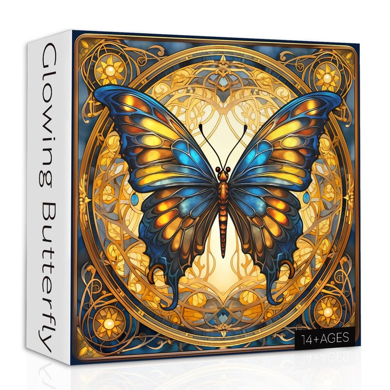 PPuzzling Vintage Butterfly Puzzles for Adults 1000 Pieces Stained Glass Butterflies Jigsaw Puzzles Retro Animal Challenging Puzzle as Butterfly Decor - Image 3