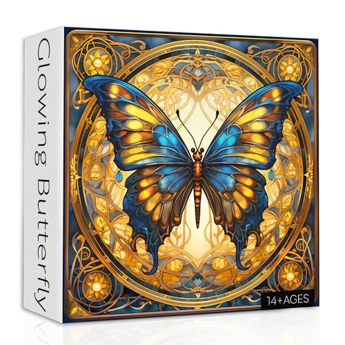 PPuzzling Vintage Butterfly Puzzles for Adults 1000 Pieces Stained Glass Butterflies Jigsaw Puzzles Retro Animal Challenging Puzzle as Butterfly Decor - Image 1