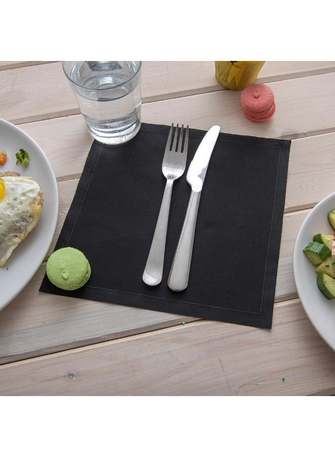 Restaurantware Napluxe 8.75 Inch Cotton Napkins, 50 Disposable Cotton Table Napkins - Taupe Stitching, Linen-Like Feel, Black Cotton Disposable Party Napkins, For Parties and Celebrations, Asborbent - Image 3