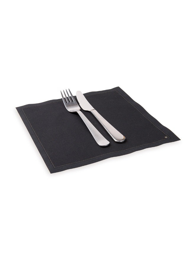 Restaurantware Napluxe 8.75 Inch Cotton Napkins, 50 Disposable Cotton Table Napkins - Taupe Stitching, Linen-Like Feel, Black Cotton Disposable Party Napkins, For Parties and Celebrations, Asborbent - Image 2