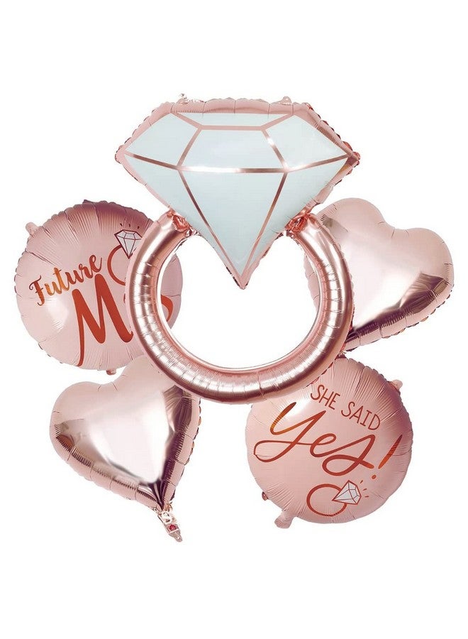 Propsicle Bachelorette Party Foil Balloon Rose Gold Bride to Be Decoration Ring Balloon for Girls Pack of 5 - Image 1