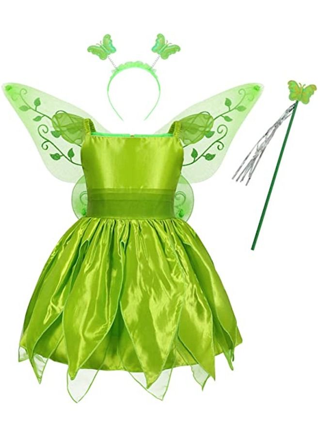 ISank Green Princess  Dress with Wings  Costumes for Toddler Girls Birthday Party Fancy Dress Up  - Image 1