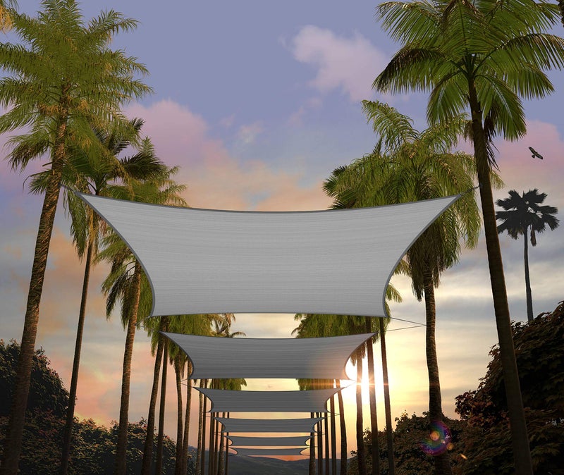 Amgo 10' x 20' Grey Rectangle Sun Shade Sail Canopy Awning UPF50+ AGTAPR1020, 95% UV Blockage, Water & Air Permeable, Commercial and Residential, 3 Years Warranty (We Make Custom Size) - Image 1