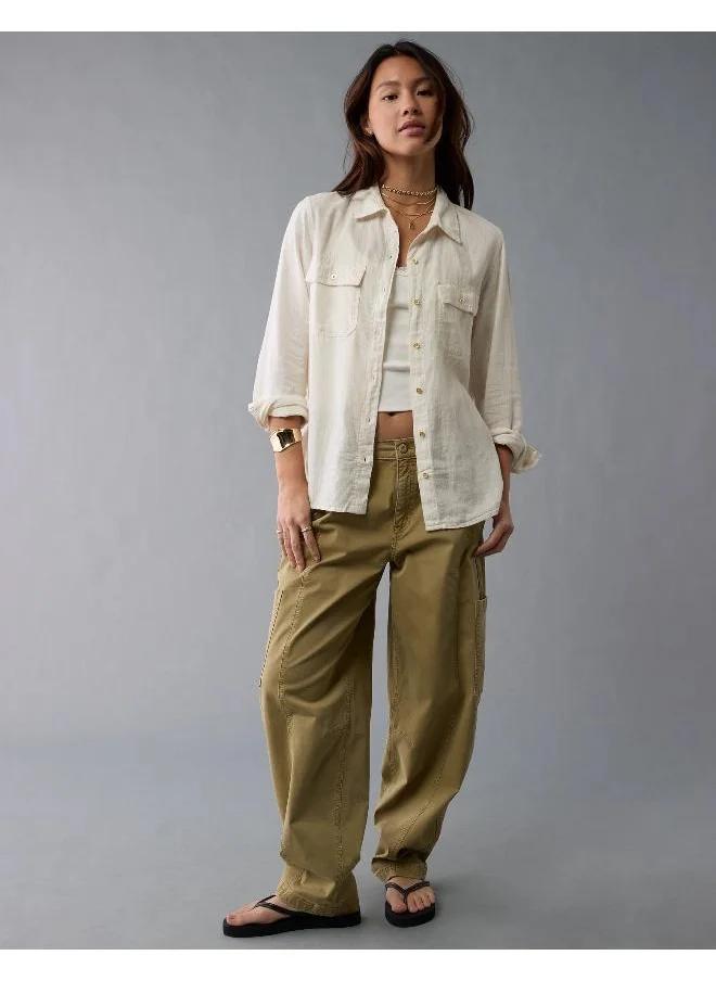 امريكان ايجل AE Weekend Vibes Long-Sleeve Button-Up Shirt