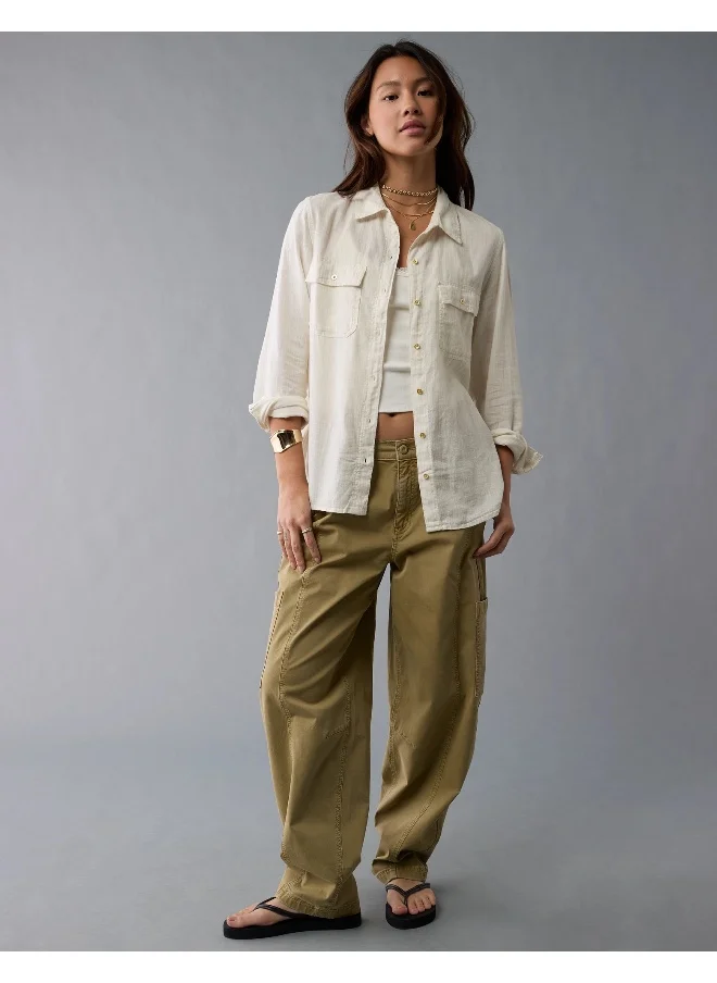 American Eagle AE Weekend Vibes Long-Sleeve Button-Up Shirt