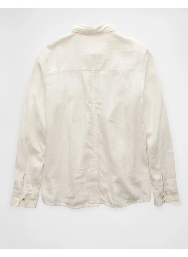 امريكان ايجل AE Weekend Vibes Long-Sleeve Button-Up Shirt