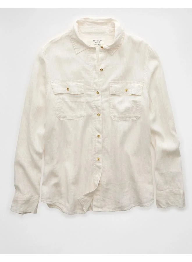 American Eagle AE Weekend Vibes Long-Sleeve Button-Up Shirt