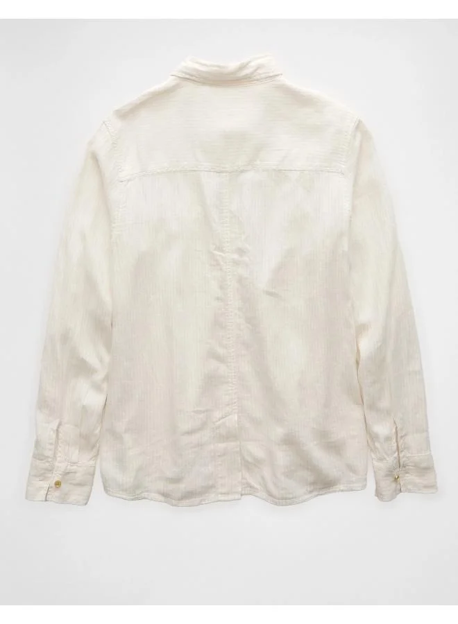 امريكان ايجل AE Weekend Vibes Long-Sleeve Button-Up Shirt