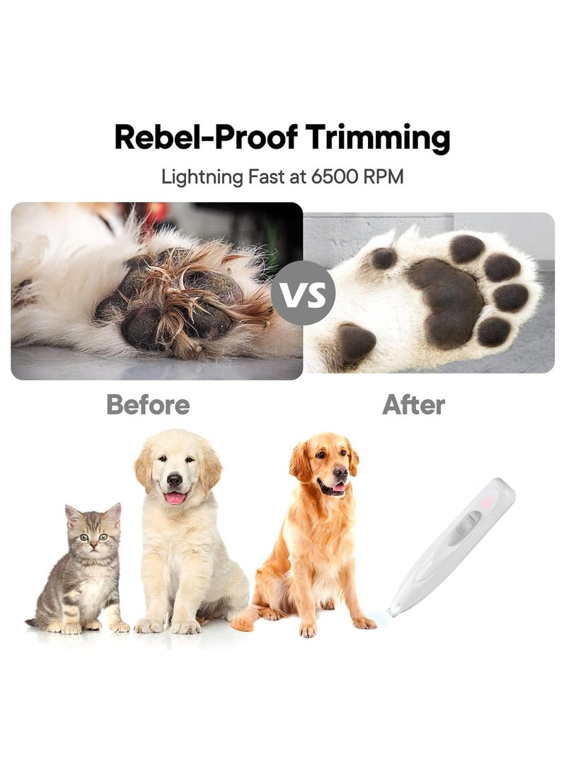 عام مقص قص الشعر مع ضوء LED، قابل لإعادة الشحن، لاسلكي، صغير الضجيج، مشذب الحيوانات الأليفة المدمج لتقليم مخلب الكلب والقط. - Image 4