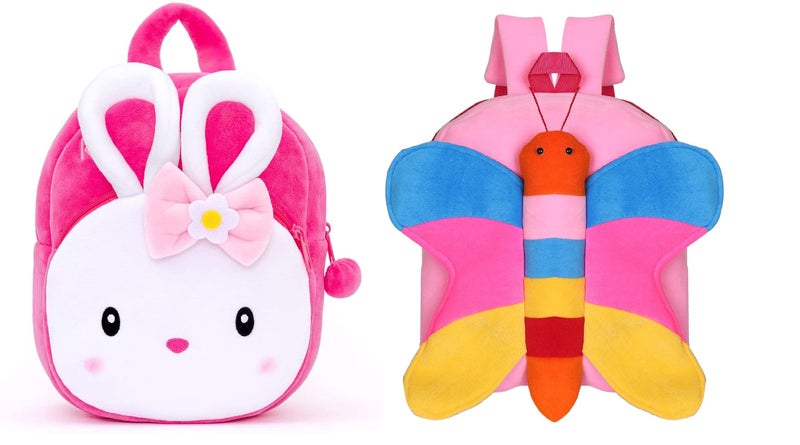blue tree Kids School Bag Soft Plush Backpack Cartoon Bags Mini Travel Bag for for Girls Boys Toddler Baby Konggi Rabbit & Butterfly - Image 5