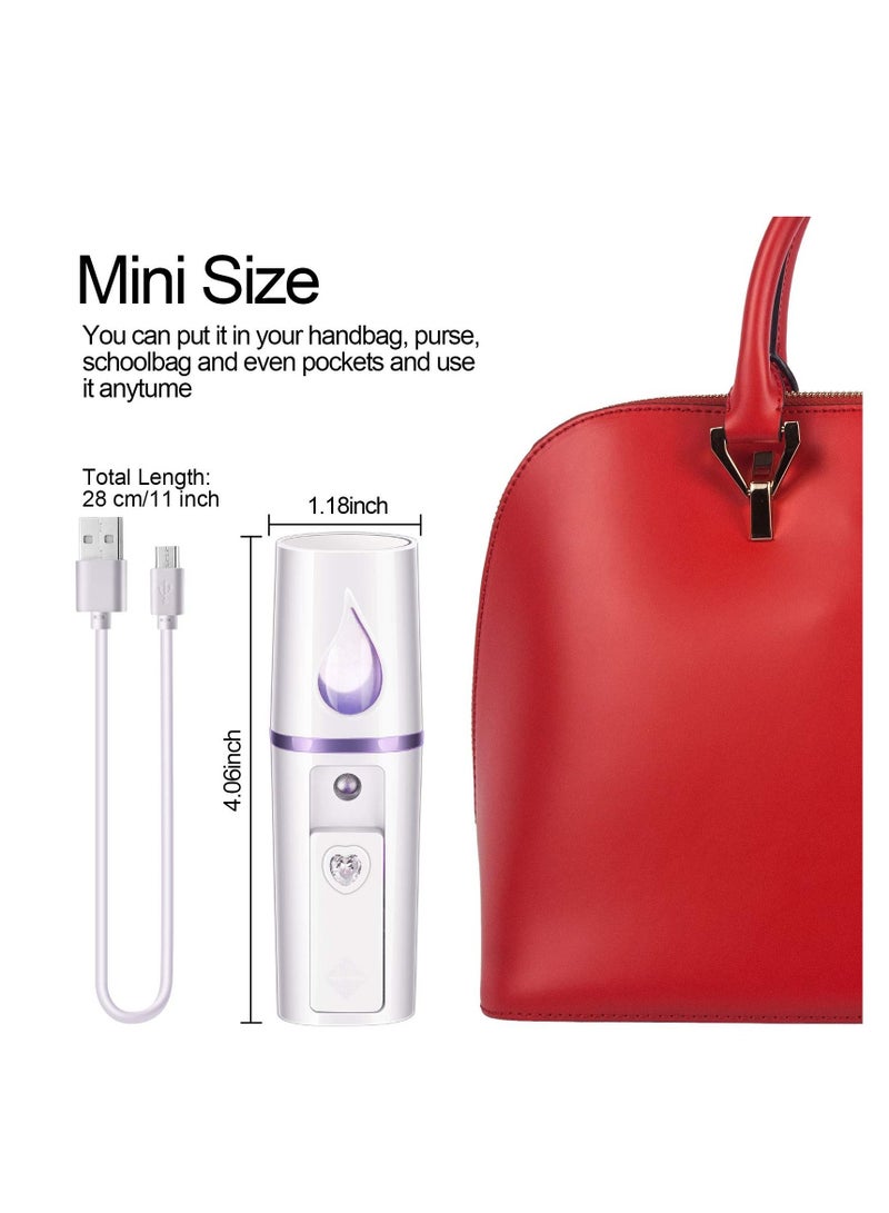 SYOSI 2 Pieces Portable Mini Face Mist, Steamer Handy Mist Sprayer with Mirror Design for Skin Care, Makeup, Eyelash Extension, Mist Hand Eyelash Extensions Atomization Machine for Facial Hydrating (White) - Image 4