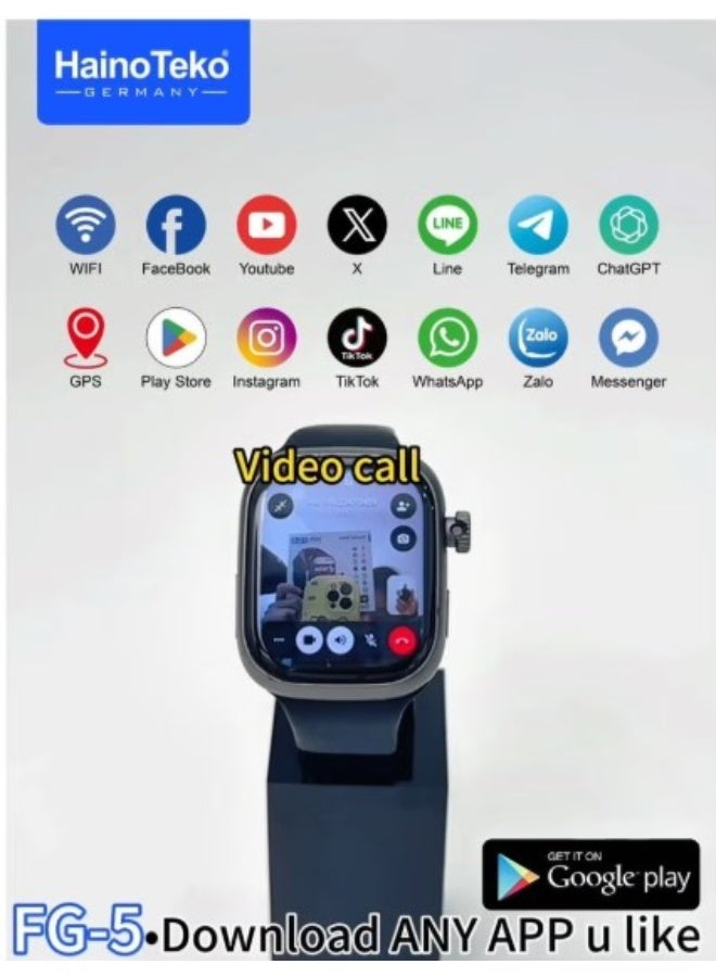 Haino Teko Haino Teko FG-7 5G Smartwatch with SIM, GPS, Camera, Wi-Fi, and Health Monitoring – Android OS, IP67 Waterproof, Compatible with Android & iOS - Image 3