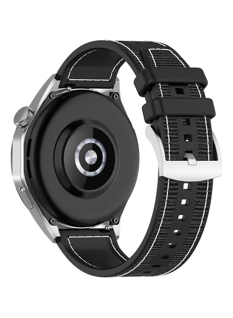 ACLIX Nylon Strap Compatible with Huawei Watch GT4 Replacement Wrist Band, 22mm Replacement Nylon Braided Silicone Composite Watch Strap, Compatible with Huawei Watch GT4/ GT3/ GT3 Pro 46mm (Black) - Image 2