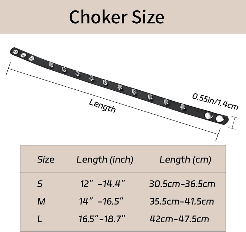 Macoking Leather Studded Bracelet Choker Punk Spike Rivet Cuff Metal Black Wristband - Image 4