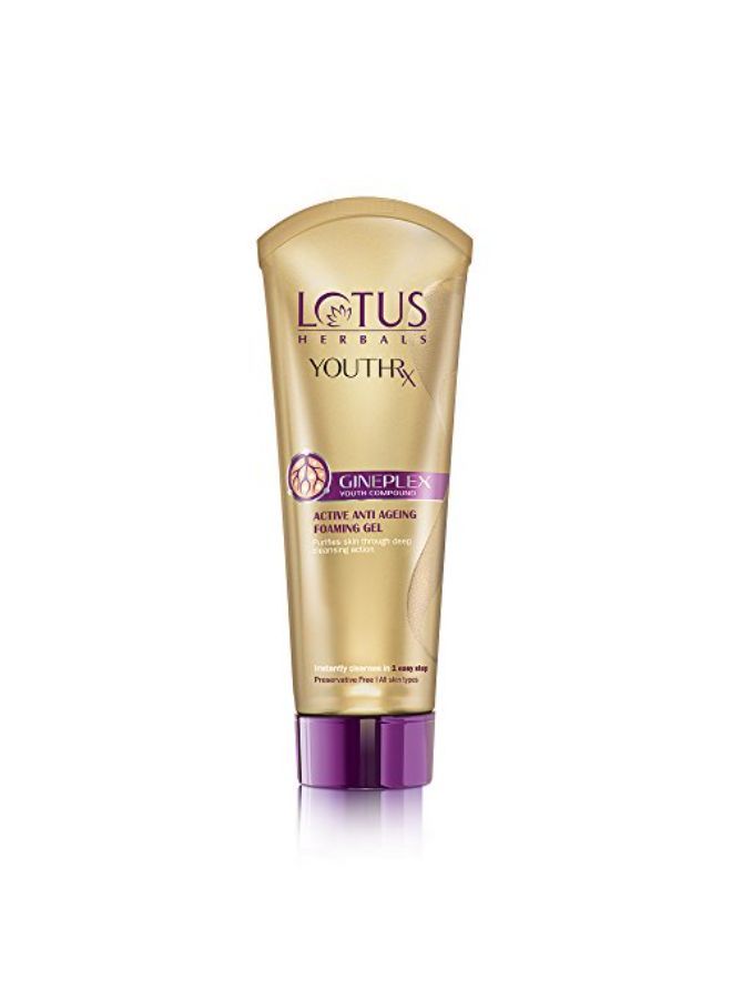 LOTUS HERBALS Youthrx Active Anti Ageing Foaming Gel Face Wash ; With Jojoba Ginseng & Ginger ; 50G  - Image 2