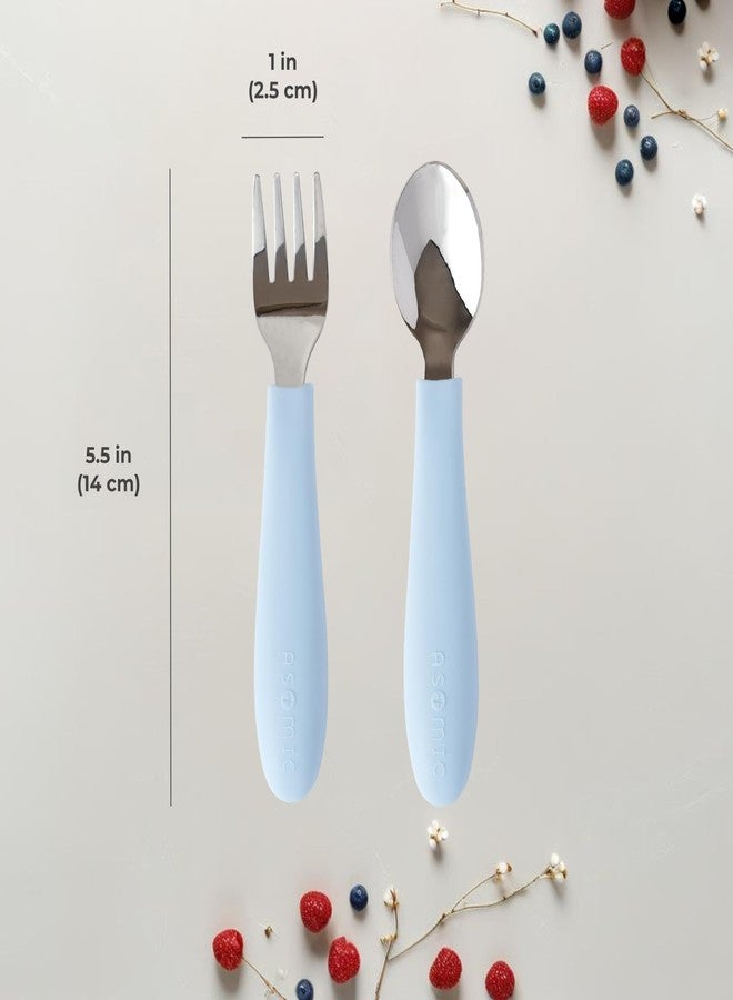 ASOMIC Premium 316 Stainless Steel Cutlery Set with Food-Grade Silicone Handles for Toddlers & Kids, 6-Piece Utensils Set with Safe Spoons & Forks, Durable & Dishwasher Safe (Sage/Sky Blue/Ivory) - Image 4