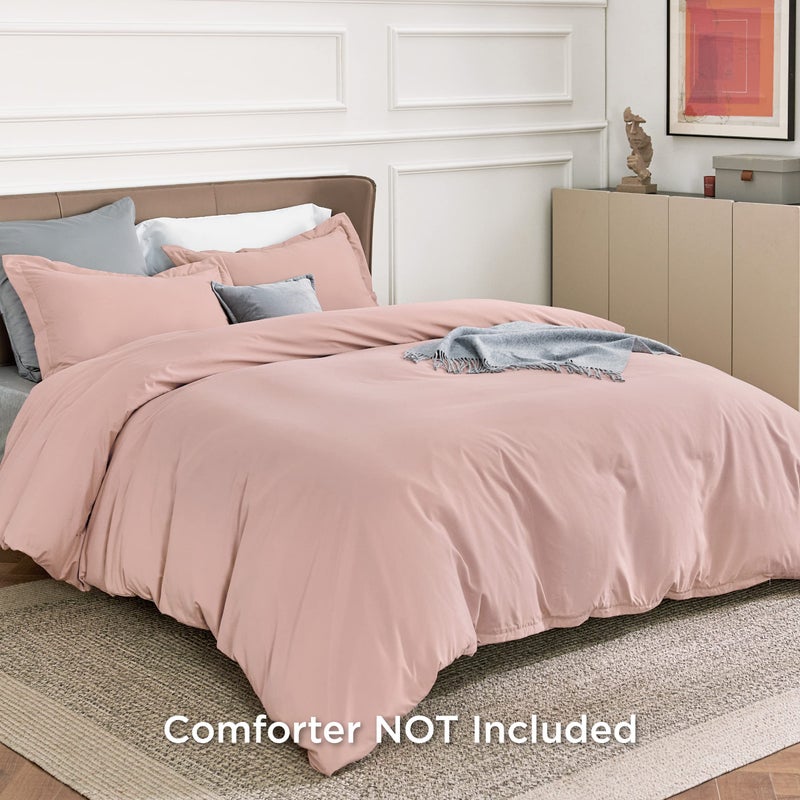 Bedsure Duvet Cover King Size - Soft Double Brushed Bedding Set for Kids & Adults, Zipper Closure, 3 Pieces, Includes 1 Duvet Cover (104"x90") & 2 Pillow Shams, NO Comforter, Pale Blush - Image 2