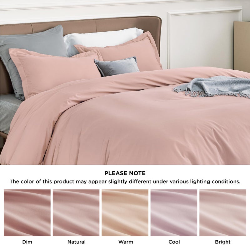 Bedsure Duvet Cover King Size - Soft Double Brushed Bedding Set for Kids & Adults, Zipper Closure, 3 Pieces, Includes 1 Duvet Cover (104"x90") & 2 Pillow Shams, NO Comforter, Pale Blush - Image 5