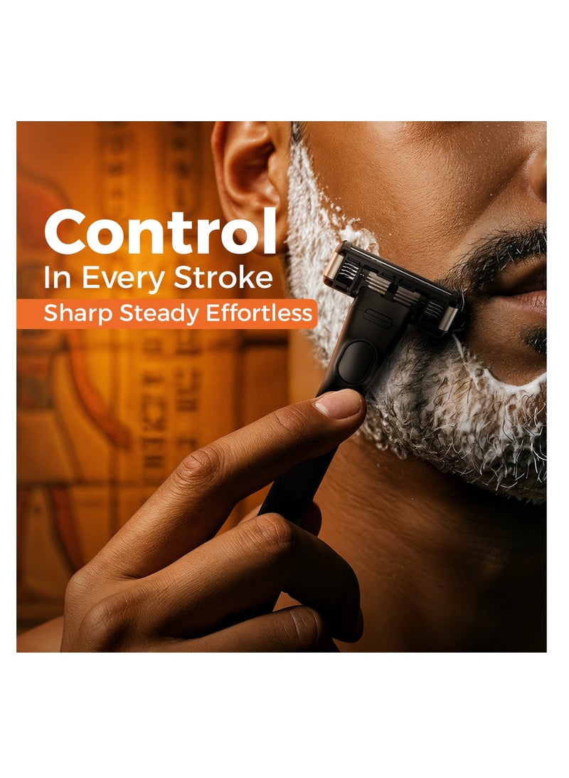 Lord Horus 5 Blade Men’s Razor – Handle + 2 Cartridges with Trimmer & Lubricating Strip - Image 5